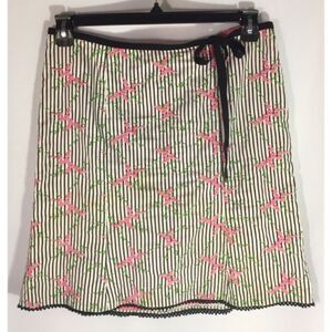 Vintage Nanette Lepore Striped Embroidered Skirt 6